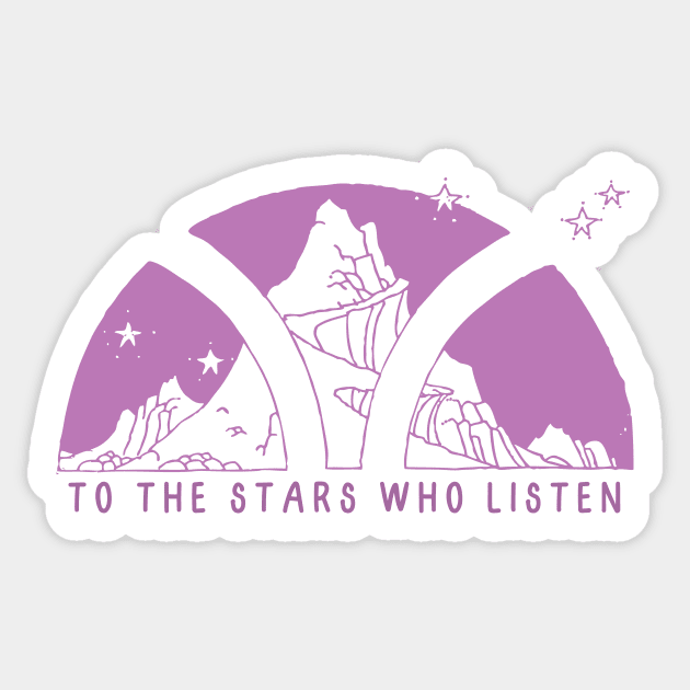 To the stars who listen - purple Sticker by medimidoodles